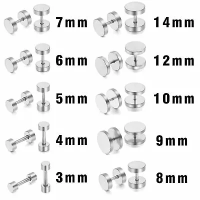 Stainless Steel Flat Dot Stud Earrings Hypoallergenic For Women Men 3mm-14mm • $5.99