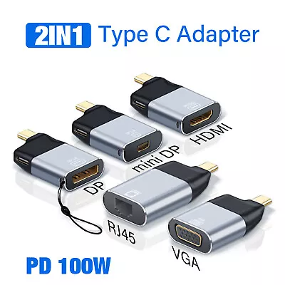 $16.99 • Buy 100W 8K USB C To DP/HDMI/VGA/RH45 Converter  For MacBook Laptop Charging Adapter