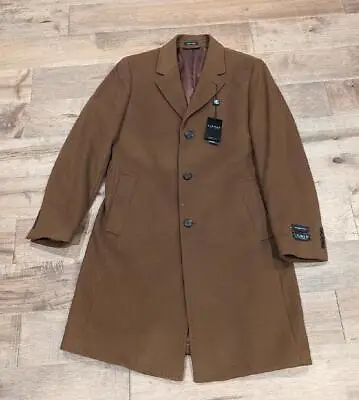 $495 Mens Ralph Lauren Classic Wool Blend Long Topcoat Vicuna Brown 38 R • $239.99