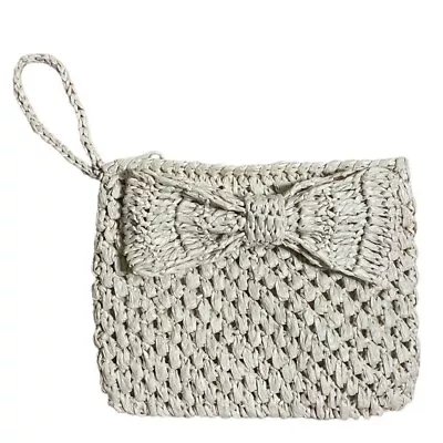 Cappelli Straworld Straw Wristlet Clutch With Bow • $19.99