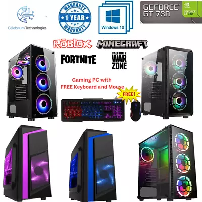 FAST Gaming PC Bundle Intel Core I7 I5 I3 32GB RAM GT730 2TB HDD WIN 10 WIFI • £279.99