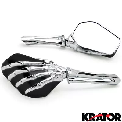 8mm 10mm Motorcycle Mirrors Skeleton Hand Skull Arm Universal Set Left & Right • $49.99