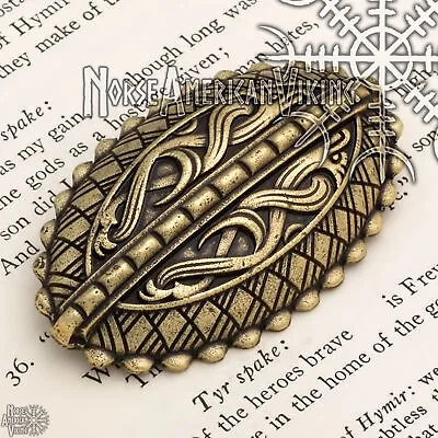 Viking Raven Oval Tortoise Brooch • $22.99