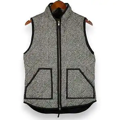 J. Crew Herringbone Print Excursion Quilted Puffer Down Filled Vest XS Black • $42.72