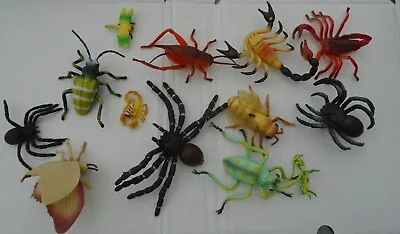 £3.99 • Buy 13 Assorted Plastic Toy Insects, Bugs, Spiders, Moth, Beetle, Scorpion, Hopper