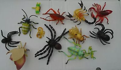 £3.99 • Buy 13 Assorted Plastic Toy Insects, Bugs, Spiders, Moth, Beetle, Scorpion, Hopper