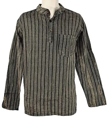 New Fair Trade Stonewashed Cotton Striped Shirt M L XL 2XL Hippy Boho Surf • £16.49