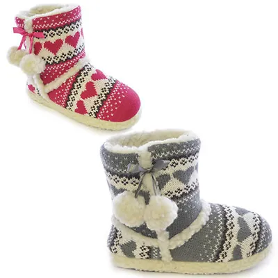 £13.50 • Buy Slumberezz Warm Boot Slippers Pretty Heart Design For Women