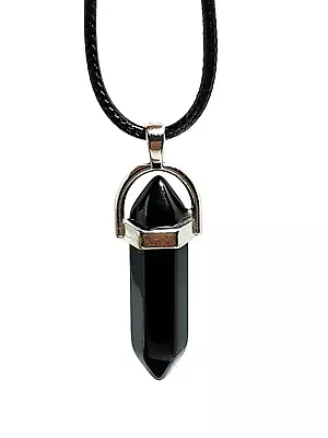 £3.49 • Buy Obsidian Point Necklace Pendant Gemstone Crystal Healing Scrying Stone Tie Cord
