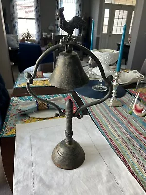 Vintage Cast Iron Dinner Bell On Pedestal Rooster Approx 18”x10” Farm House • $49.99