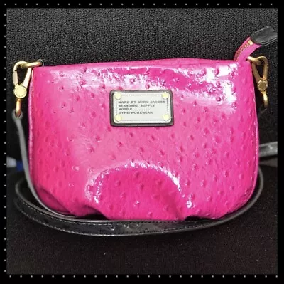 Marc Jacobs Classic Q Crossbody - Ostrich Pink & Black - Rare Find • $199