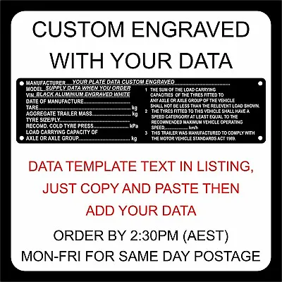 $45 • Buy Trailer Compliance ID Identification VIN Plate | Custom Engraved With Your Data