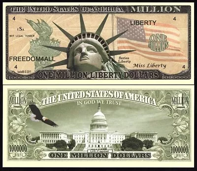 United States One Million Liberty Dollars 1000000 Dollars Unc Novelty Money • $1.69