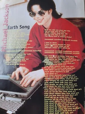 Michael Jackson Eart Song-  Songwords/ Poster TOTP Magazine A4 • £4.99