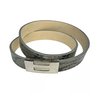 Ann Klein Genuine Snakeskin Leather Belt Magnetic Buckle Gray Silver Women's M • $14.68