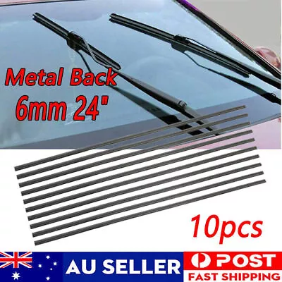 10*Premium Wiper Blade Inserts Refills 6mm 24  Universal Twin Rail Metal Back • $20.99