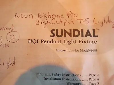 Current Sundial HQI Pendant Light Fixture Owner & Operating Manual Good Cond. • $11.99