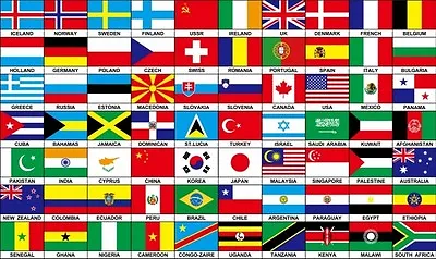 70 NATIONS COUNTRIES FLAG 5X3 FEET Africa Europe America INTERNATIONAL FLAGS • £5.50