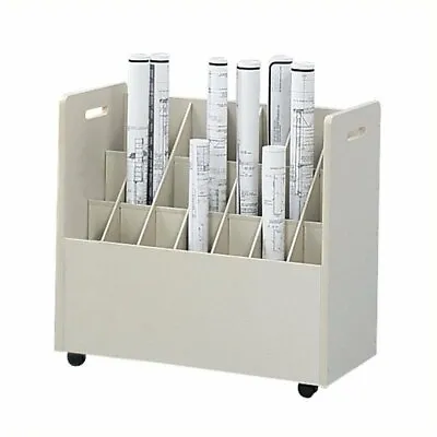 Safco 21 Compartment Mobile Wood Roll Files Organizer In Putty • $361.55