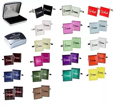 £14.75 • Buy Wedding Day Role Title Cufflinks, 20 Colours  +personalised Engraved Case X2BOCW