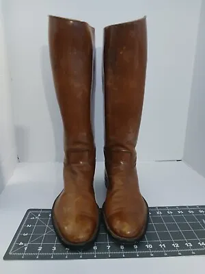 VINTAGE Handmade Men's Leather Equestrian Riding Boots 12  TIP TO TOE 17  TALL • $499.99