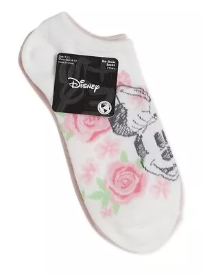 Disney Minnie Mouse Graphic Ladies Socks 2 Pairs Size 4-10 New Love Mom Flowers • $4.99