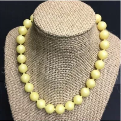 VTG Pop Bead Necklace Pale Yellow Shorter Choker Adjustable Retro • $36