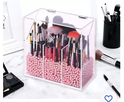 Cosmetic Storage Box Dustproof Makeup Brushes Acrylic Container Holders • £15.99