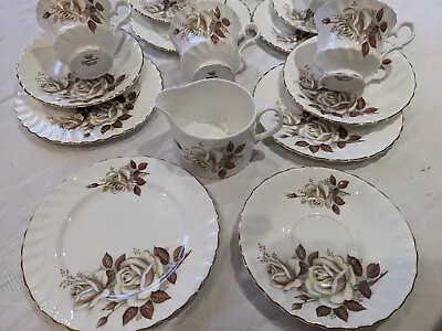 Queen Anne Fine Bone China Tea Set In Autumn Rose Design • £30
