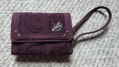 Vera Bradley Flap All In One Wallet Wristlet Wine Purple Solid Paisley Quilted • $24.95
