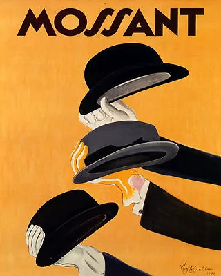 Poster Mossant Hats French Hat Men's Fashion France Vintage Repro Free S/h • $19.95