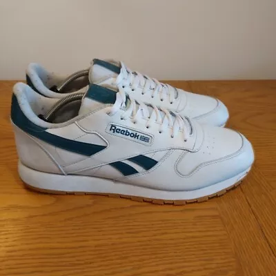 Reebok Vegan White Green Classic. UK Size  12 Trainers Shoes Sneakers Used  • £29.95