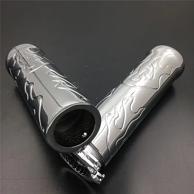 Billet Flame Style1  HAND GRIPS For Harly Davidson Bikes 1986-2012 Chrome • $22.79