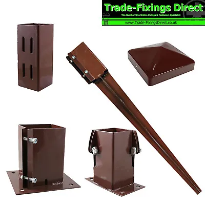 £5.45 • Buy Fence Post Bolt Down Brackets - Post Extenders - Drive In Post Spikes - Post Cap