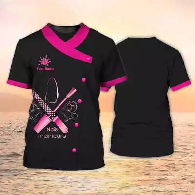 Nails Custom T-shirt Nail Salon Uniform Manicurist Personalized Shirts_8014 • $16.99