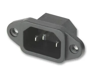 IEC C14 3-Pin Male Mains Power Inlet Socket - PCB Flange Mount Snap-In - 10A • £2.99