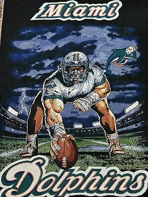 Vintage Miami Dolphins Throw Blanket NFL  59x44” 5 Ft X 3.5 Ft • $29.99