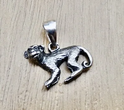 Monkey Pendant Sterling Silver 925 Animal Nature Necklace Charm Jewelry Unisex  • $13.89