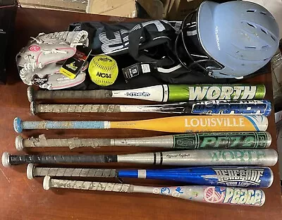 Big Lot Baseball Softball Bats Glove Bag Helmet Louisville Slugger Worth TPX TPS • $200