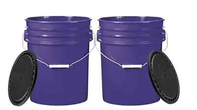  5 Gallon Purple Food Grade BPA Free Bucket Pail With Easy Snap Lid( Pack Of 2) • $45.77
