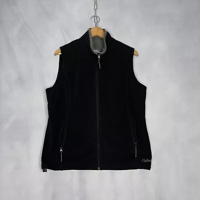 Mens Black Cabelas Fleece Full Zip Vest  Mock Neck Pockets Outdoor Size Large • $14.62