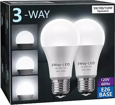 3-way LED Light Bulbs 50-100-150w Daylight White E26 2packh • $17.49