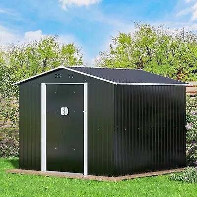 8'x8' Outdoor Storage Shed Large Metal Garden Shed For Backyard W/Lockable Door • $389.99