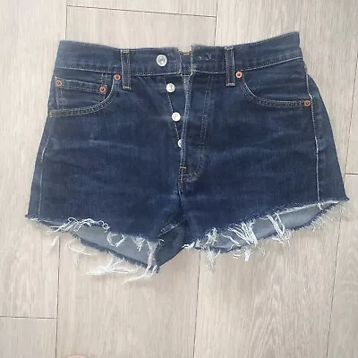 Vintage Denim Shorts Levis 501 Dark Denim Waist 29” Cut Off FREE POSTAGE • £15.99