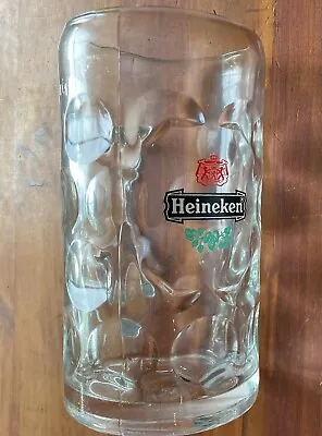 HEINEKEN BEER MUG TANKARD HOLLAND RED STAR LARGE 8  Heavy  GLASS Octoberfest • $9.95