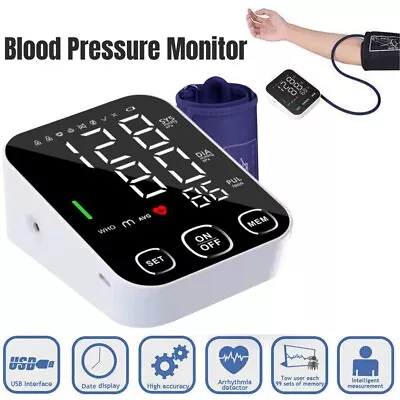 Electronic Blood Pressure Monitor Upper Arm Digital BP Machine Heart Rate Meter • $29.99