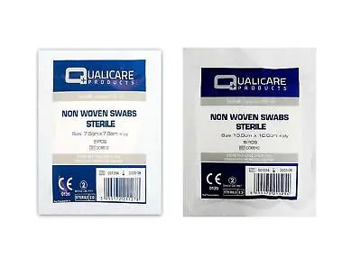 Qualicare Non-Woven Sterile 4PLY Absorbent Gauze Swabs Various Size & Quantity • £3.49