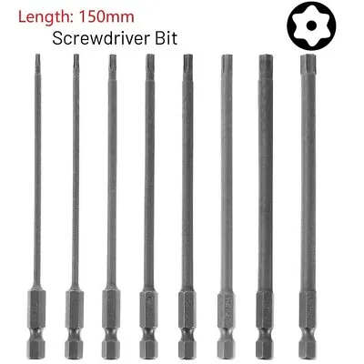 150mm Long T8-T40 Alloy Steel Magnetic Torx Screwdriver Bit 1/4 Inch Hex Shank • $17.65