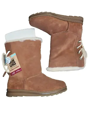 NWT Muk Luks Women's Ziggy Rodeo Suede Winter Boots - Cognac Size 8 • $28.88