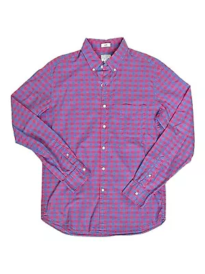 J. Crew Shirt Mens Size L Blue Red Check Secret Wash Slim Fit Stretch Button Up • $20.99